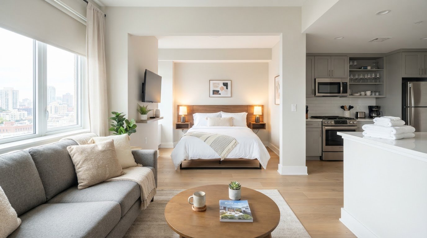 Fresh X Cleaners preparing a guest-ready Austin Airbnb short-term rental unit after turnover